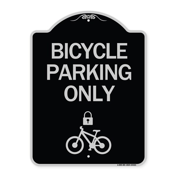 Bicycle Parking W/ Cycle and LockHeavy-Gauge Aluminum Architectural Sign, 24" x 18", BS-1824-24321